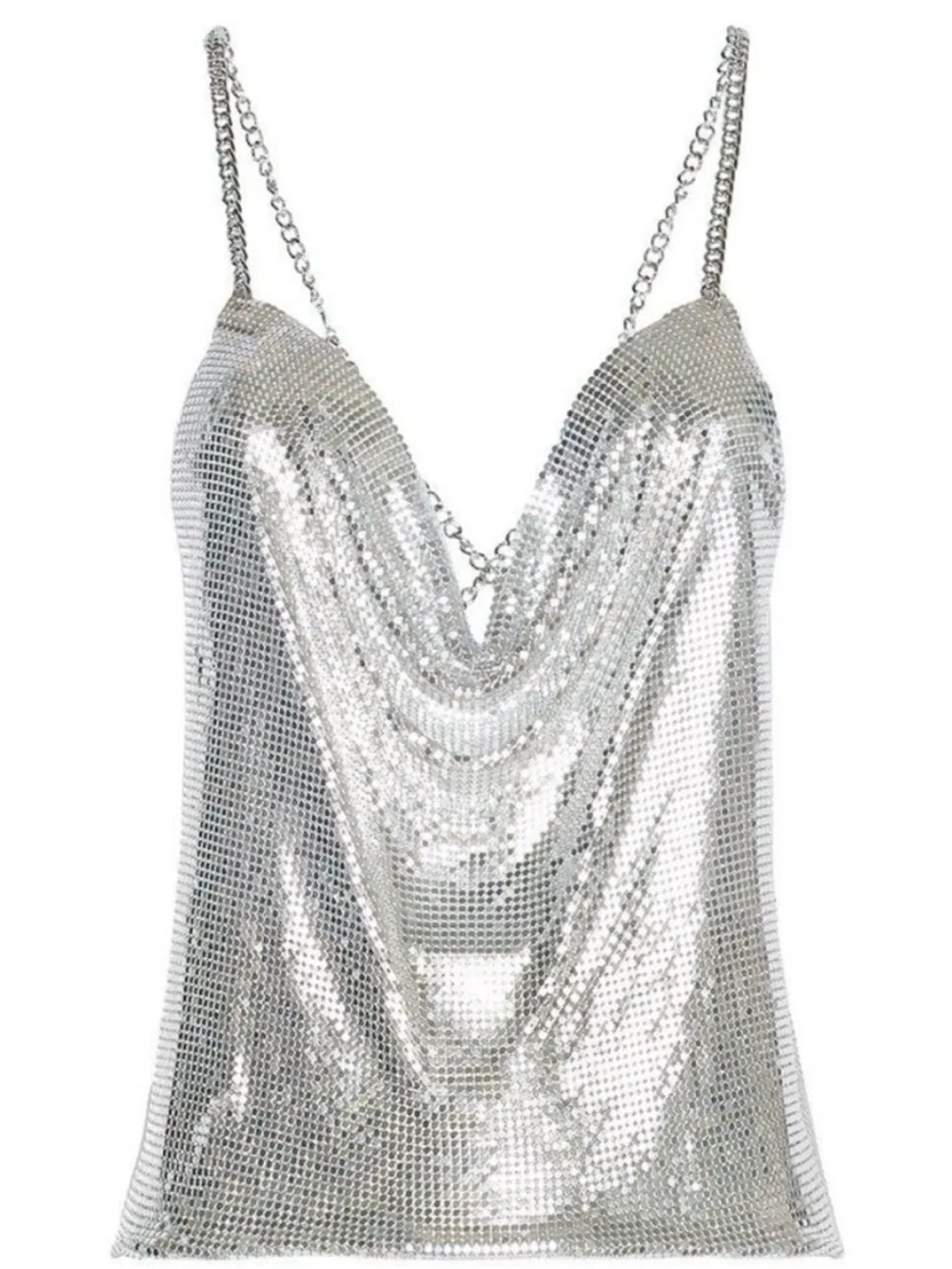 8 Other Reasons Silver chainmail Draped cowl top - Picture 3 of 3